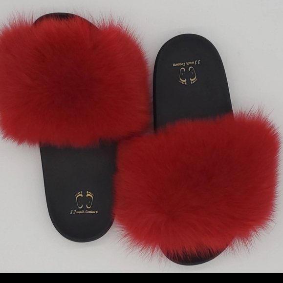 100% Real Red Fox Fur Slides In-stock Fast Shipping - Picture 3 of 4